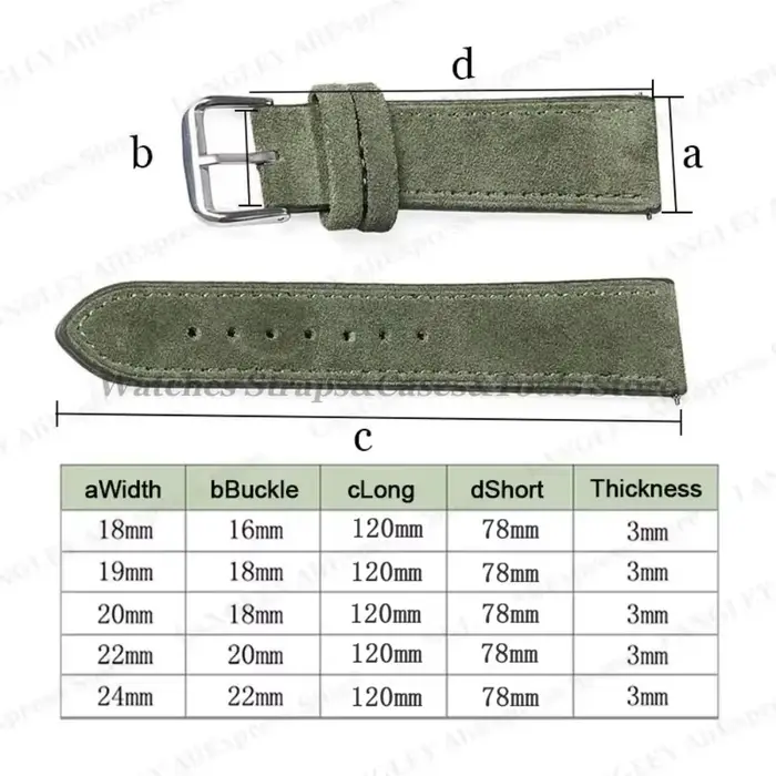 Bracelet de montre en cuir suédé véritable
