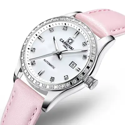 Carnaval marque montres de luxe pour femmes mode étanche or Rose argent calendrier automatique mécan