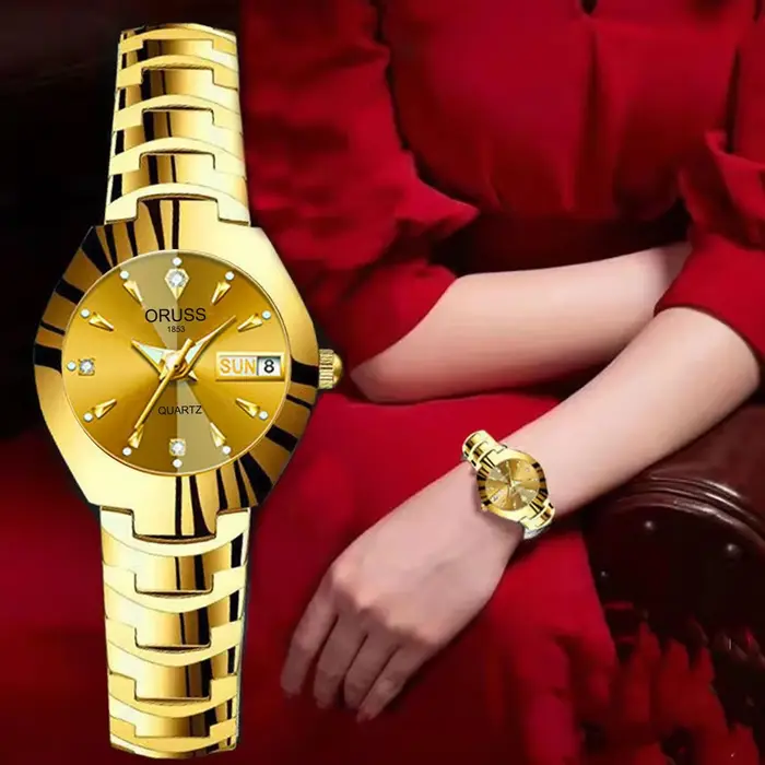 ORUSS mode Couple montre décontracté femmes hommes Quartz montre étanche dames en acier inoxydable D