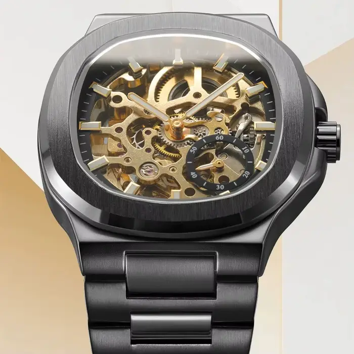 Nouvelle montre automatique en argent pour hommes avec cadran en diamant 3D Tourbillon irrégulier conception squelette aiguilles lumineuses montre-bracelet mécanique