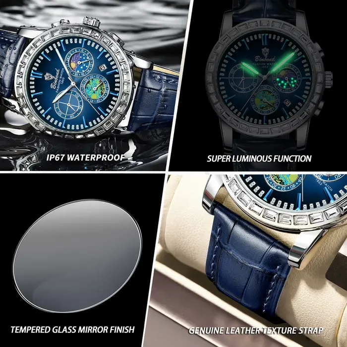 Montres à quartz chronographe BINBOND pour hommes