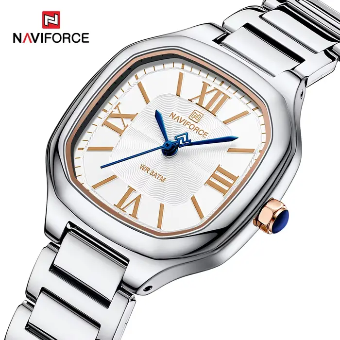 NAVIFORCE montre pour femme de luxe cadran carré Quartz étanche avec bracelet en acier inoxydable montre-bracelet dames robe Style horloge