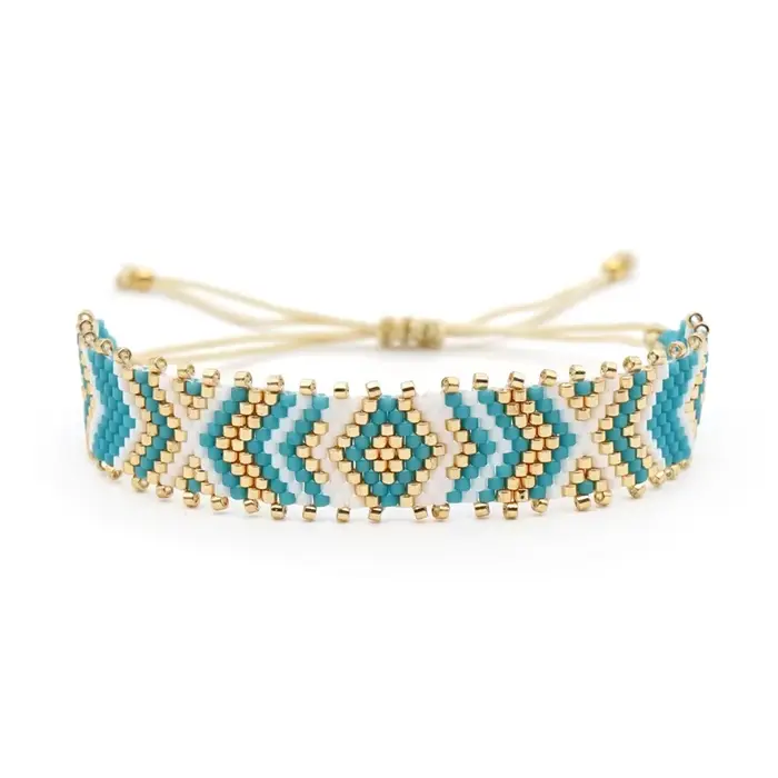 Bracelet de perles de riz tricot à la main vague graphique mode perlée géométrie Simple bohême femme