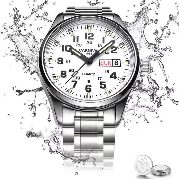 Carnival-Montre de luxe en acier inoxydable pour homme