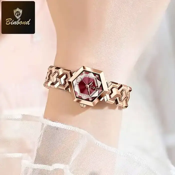BINBOND mode élégante femmes montre à Quartz losange miroir étanche montre-bracelet lumineux diamant cadran Original