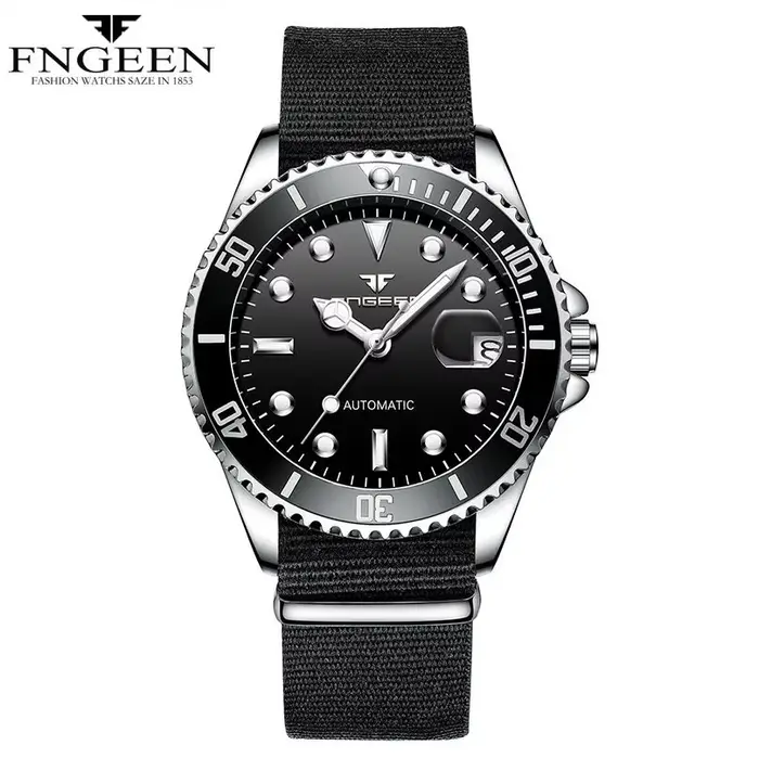 Montre automatique en toile verte armée pour hommes