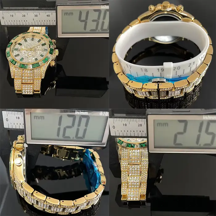Montre de Luxe Glacé Vert pour Homme