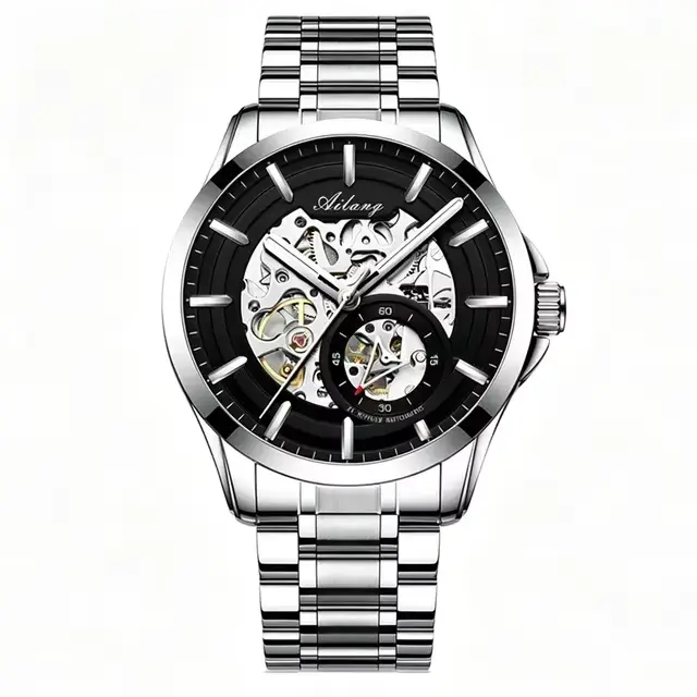 Montre Homme Automatique Mécanique AILANG Haut de Gamme en Acier Inoxydable Lumineuse Luxe Affaires 