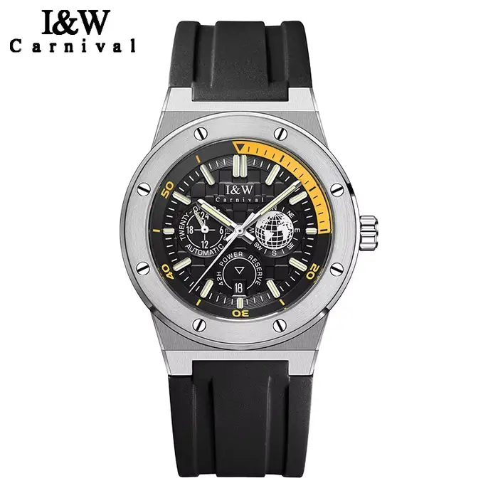 Montre mécanique de luxe Carnival Brand IW, série haut de gamme, mouvement importé, bracelet en caou