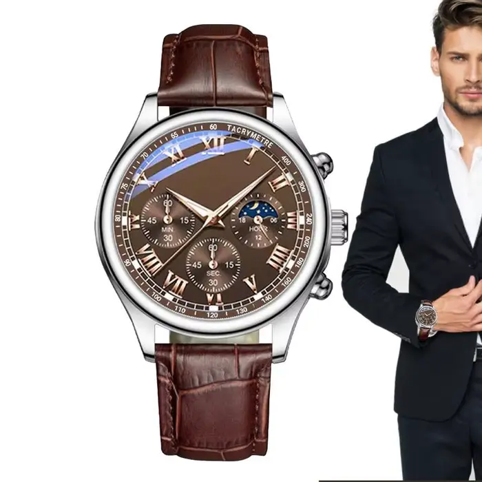 Montre classique décontractée pour homme avec bracelet en cuir