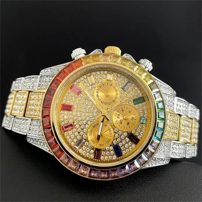 Montre de Luxe Glacé Vert pour Homme