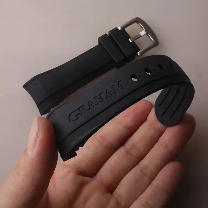 Bracelet de montre en Silicone 24mm pour Bracelet Graham, extrémité incurvée, en caoutchouc, avec bo