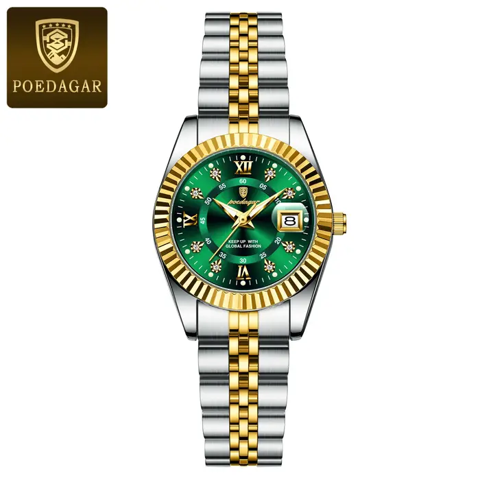 POEDAGAR haut de gamme montre pour femmes étanche en acier inoxydable lumineux Date dames