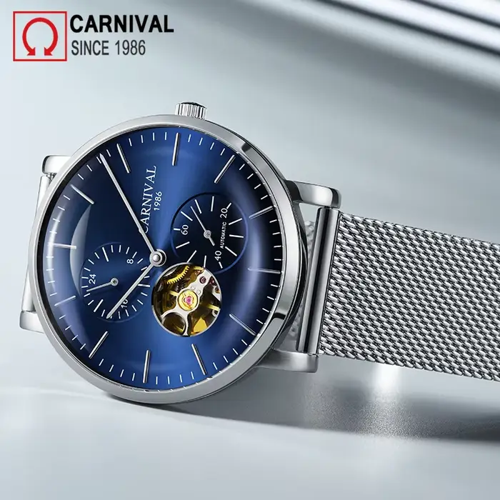 Montre Carnival Mécanique Saphir Homme Style Luxe Fêtes Occasions Spéciales Robuste Chic Casual