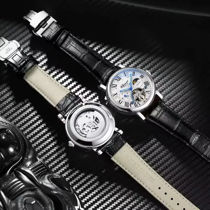 CHENghts-Montre de Luxe avec Bracelet en Cuir pour Homme