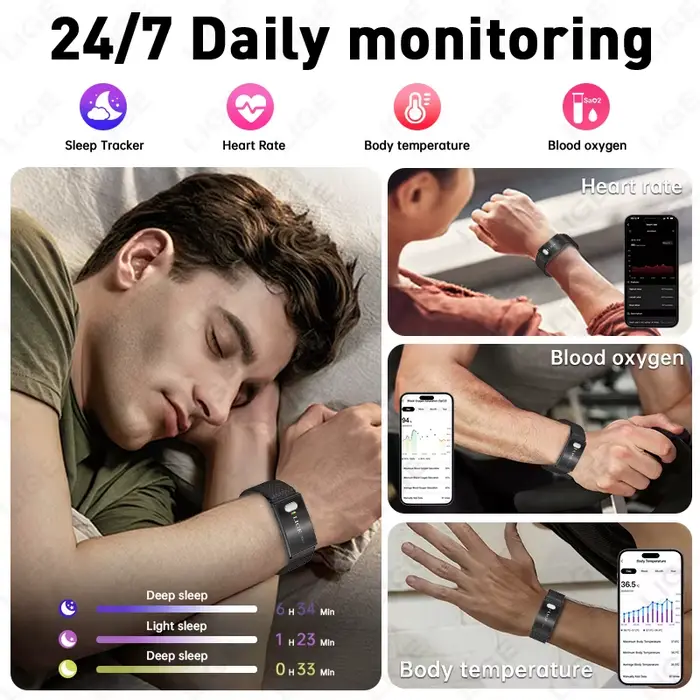 Montre connectée LIGE surveillant de la santé avec suivi de la fréquence cardiaque, sommeil et activité sportive pour hommes et femmes occasions quotidiennes et sportives