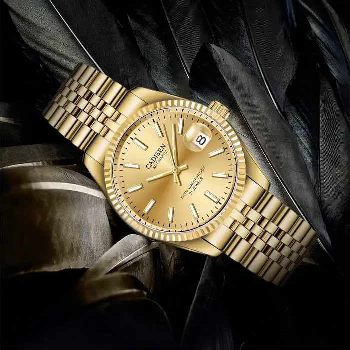 Montre mécanique pour homme Cadisen avec affichage lumineux en acier