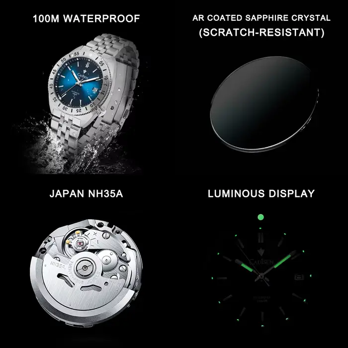 Cadisen-Montre-bracelet mécanique automatique pour homme
