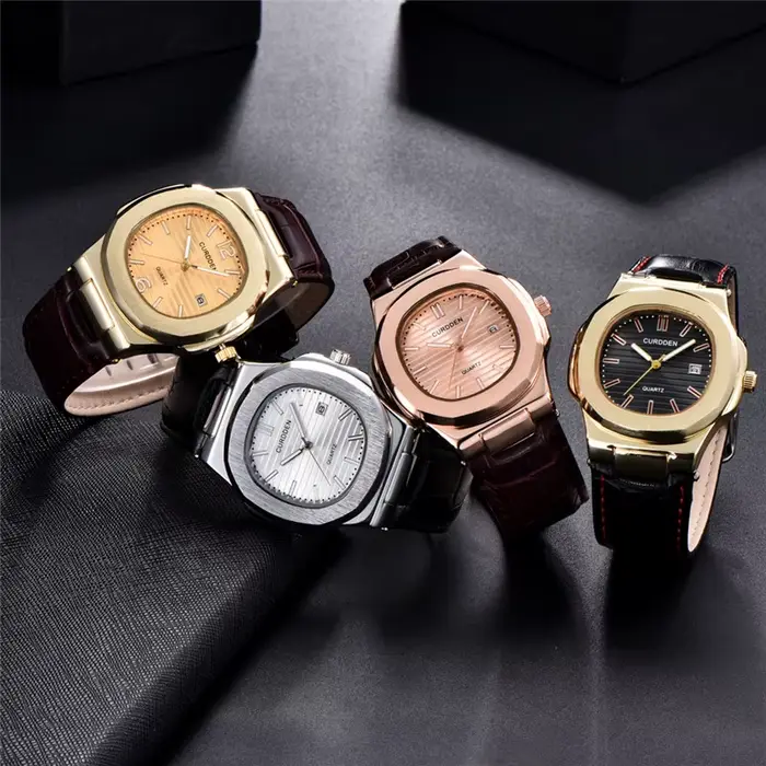 Hommes Original CURDDEN marque montres mode bracelet en cuir décontracté Date d'affaires Quartz montre-bracelet noir Relogios Masculinos 2025