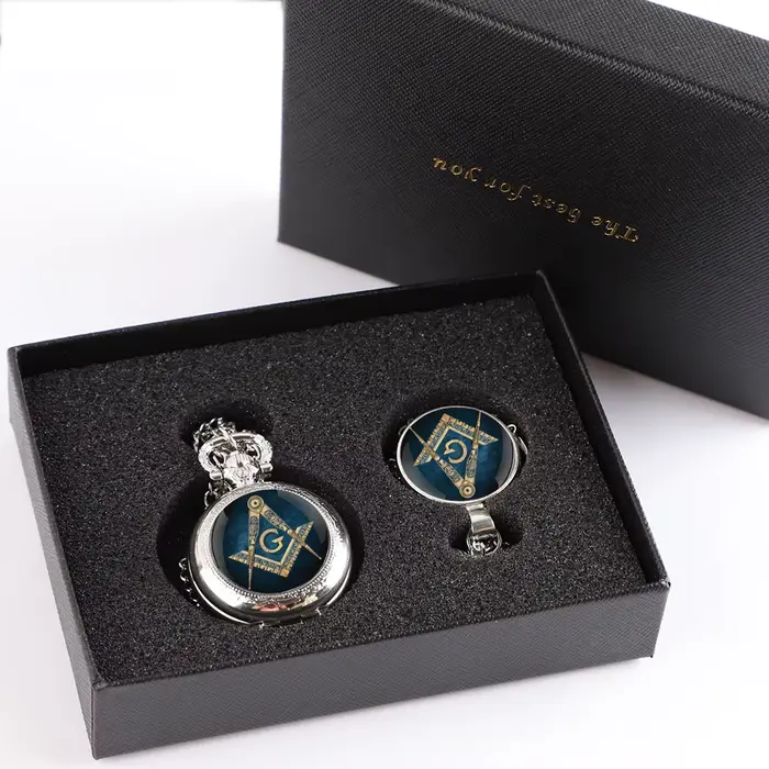 Ensemble de montres de poche à quartz maçonniques uniques avec design G de la Franc-maçonnerie