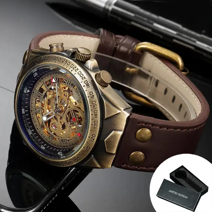 BINBOND A275 montre mécanique automatique originale pour hommes étanche rétro Tourbillon verre de cristal