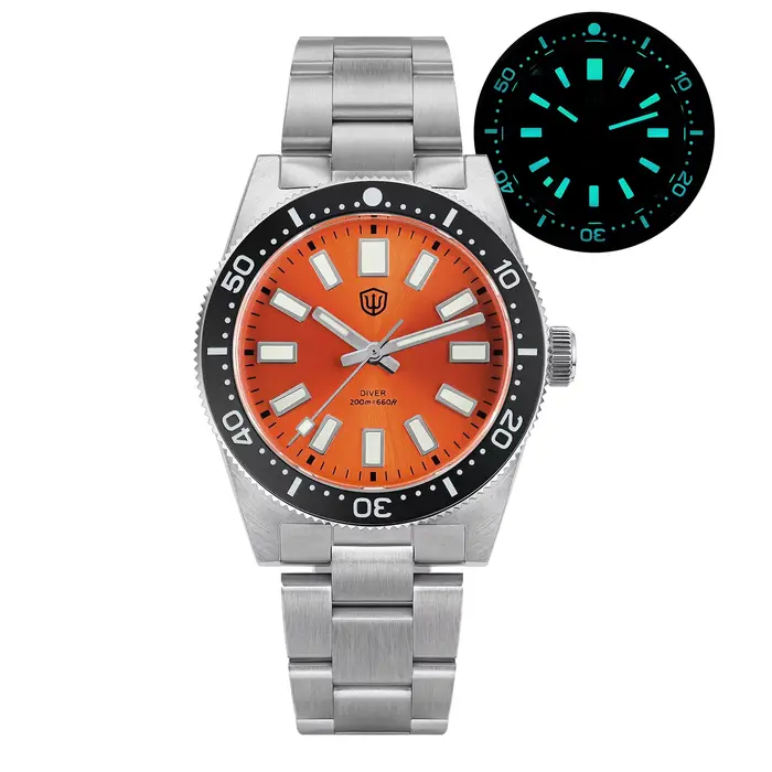 Watchdives – montre à Quartz WD1965 V2, lunette en acier 62Mas, mouvement VH31, saphir AR lumineux B