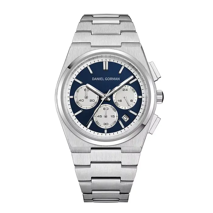 Montre chronographe vintage pour homme See GormanWatch VD53, cadran panda 40 mm, mouvement à quartz,