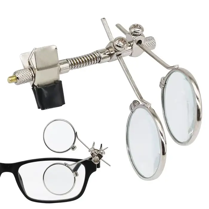 Loupe pour réparation de montres, Double lentilles 10X, loupe à Clip en acier inoxydable, diamètre r