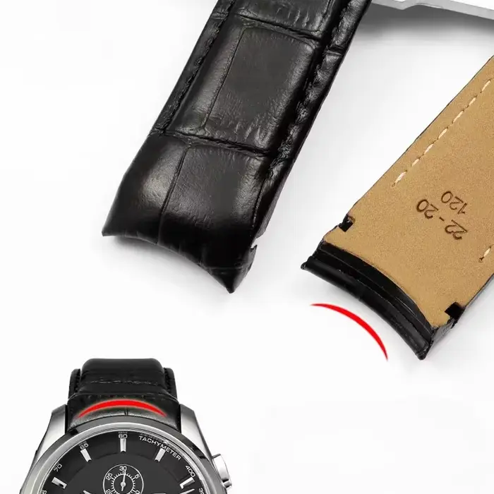 Bracelet de montre en cuir véritable pour homme