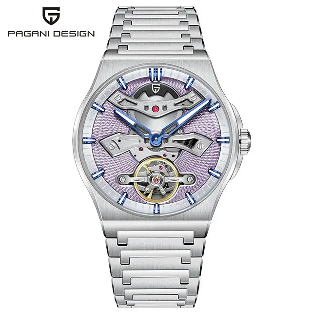 PAGANI DESIGN YS028 Tourbillon montre pour hommes verre saphir creux mécanique montre-bracelet en acier inoxydable