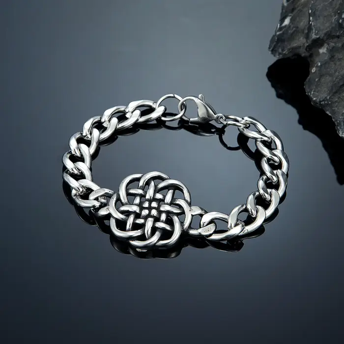 Bracelet Viking à nœud celtique pour hommes - Acier inoxydable