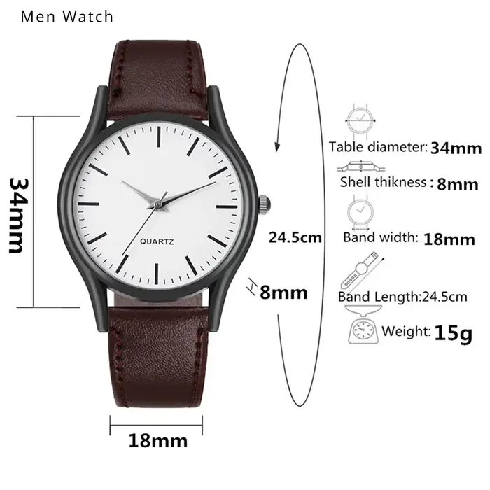Montre homme Moonbiffy rétro Quartz avec bracelet céramique simulé pour toutes occasions