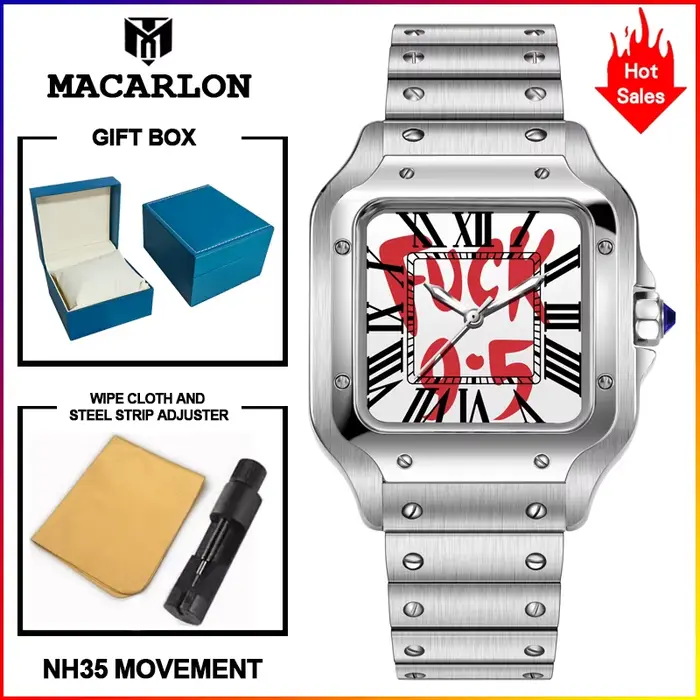 Montre mécanique MACARLON de 38 mm, design de marque, nouvelle collection, montre automatique de lux