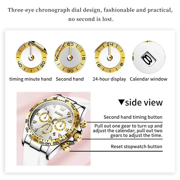 OLEVS 5618 femmes montre de luxe bracelet en Silicone multifonctionnel chronographe