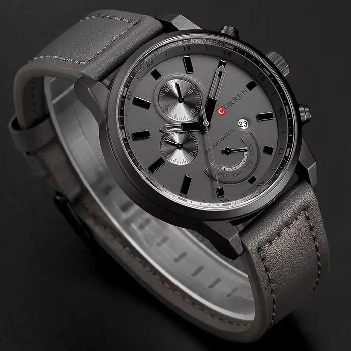 CURREN – montre-bracelet à Quartz en cuir véritable pour homme