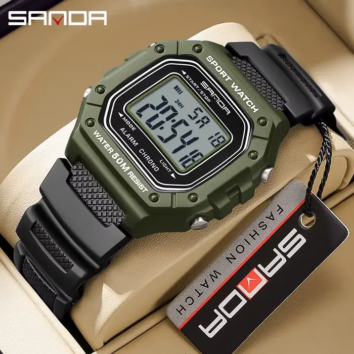 SANDA 2156 mode hommes montre militaire résistant à l'eau Sport montres armée grand cadran Led