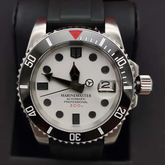 Montre de plongée pour homme, dernier modèle, classique, rétro, cadran blanc lumineux, 40 mm, crista
