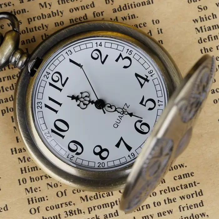 Montre de poche quartz unisexe design engrenage bronze collier pendentif cadeau mode arabe numérique occassions spéciales