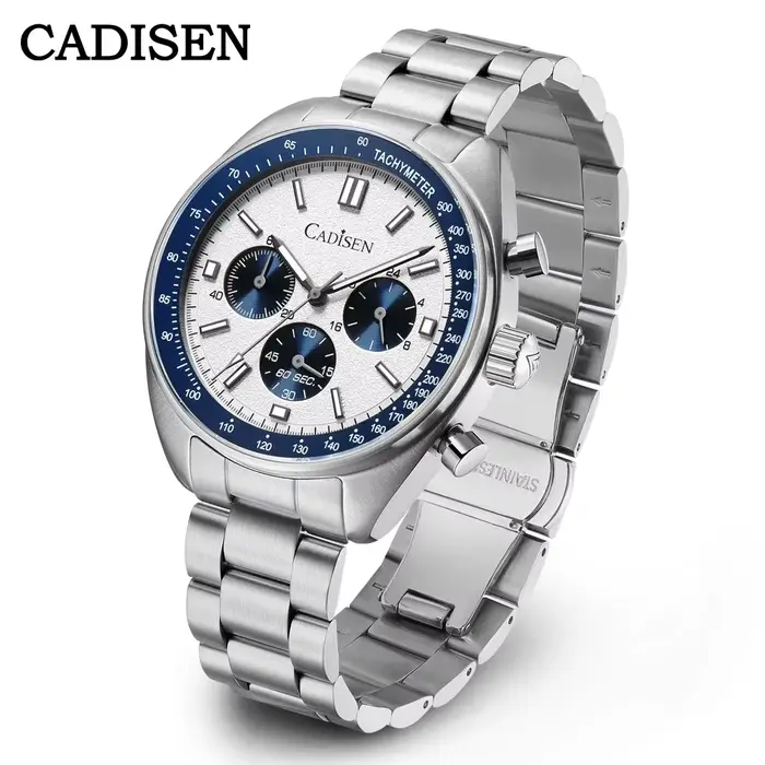 CADISEN montre chronographe de Sport pour hommes japon VD53 Movt montres à Quartz verre saphir montr
