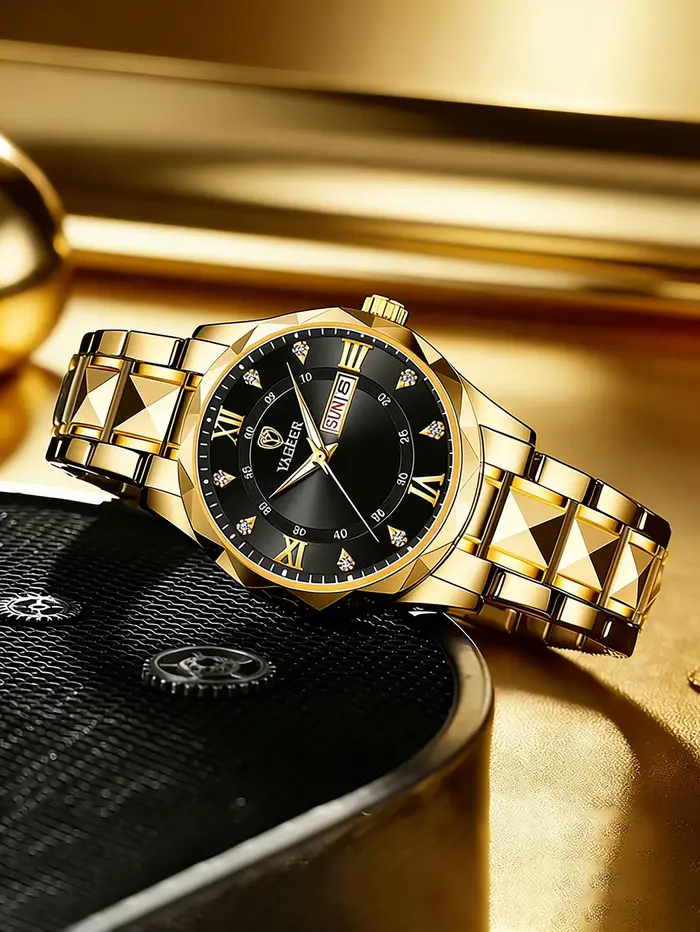 Montre à quartz lumineuse pour homme en acier inoxydable