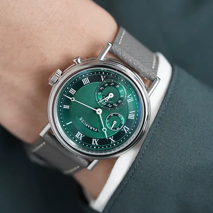 Montre-bracelet de luxe Farasute YM24A avec mouvement à quartz, résistance à l'eau, bracelet en cuir et boîtier en acier inoxydable pour homme occassions spéciales
