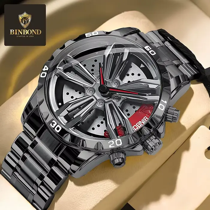 Montre mécanique creuse en acier inoxydable pour homme