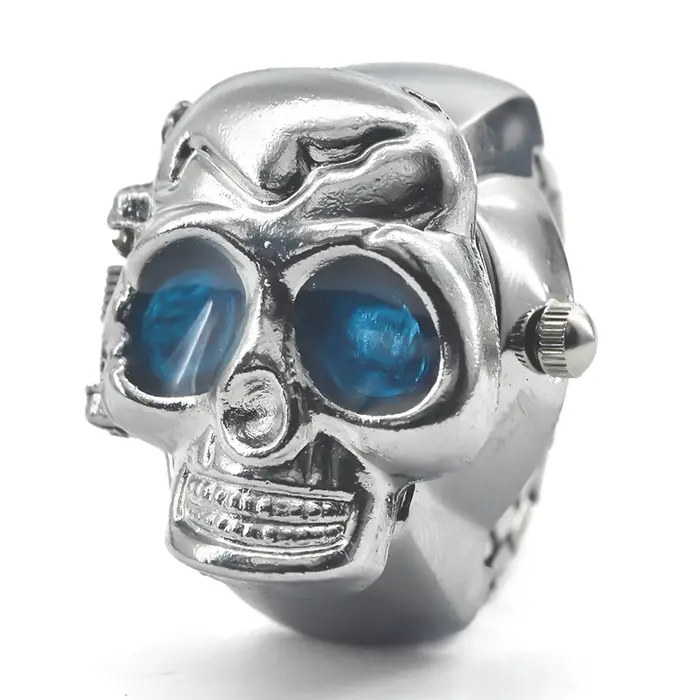 Crâne créatif vente personnalité Quartz anneau montre alliage cadran circulaire unisexe cadeau de noël