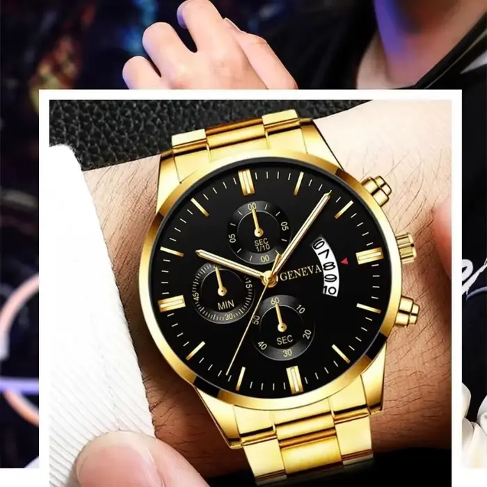 Montre à quartz avec bracelet en acier