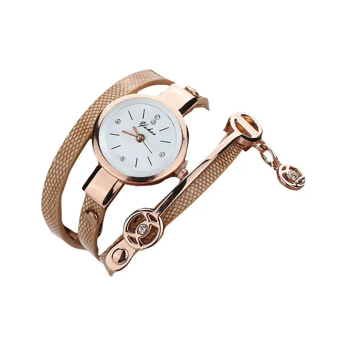 Montre à quartz simple pour femme, bracelet en métal doré, mode