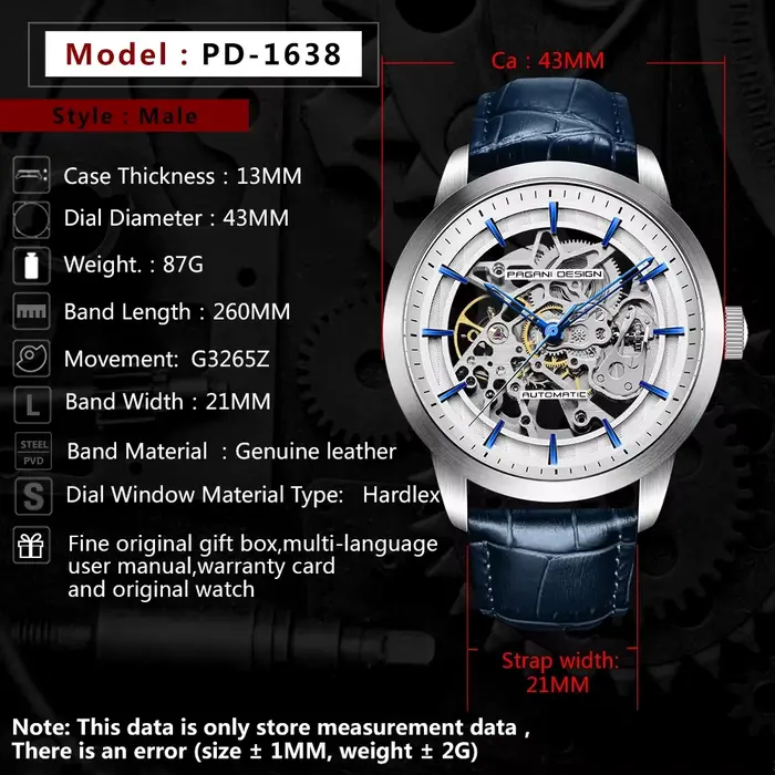 PAGANI UCO-Montres de sport en cuir pour hommes