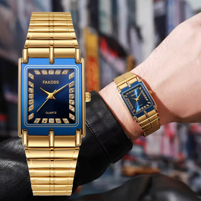 Montre de luxe en or homme horloge masculine étanche acier inoxydable carrée à quartz nouvelle collection occasions spéciales