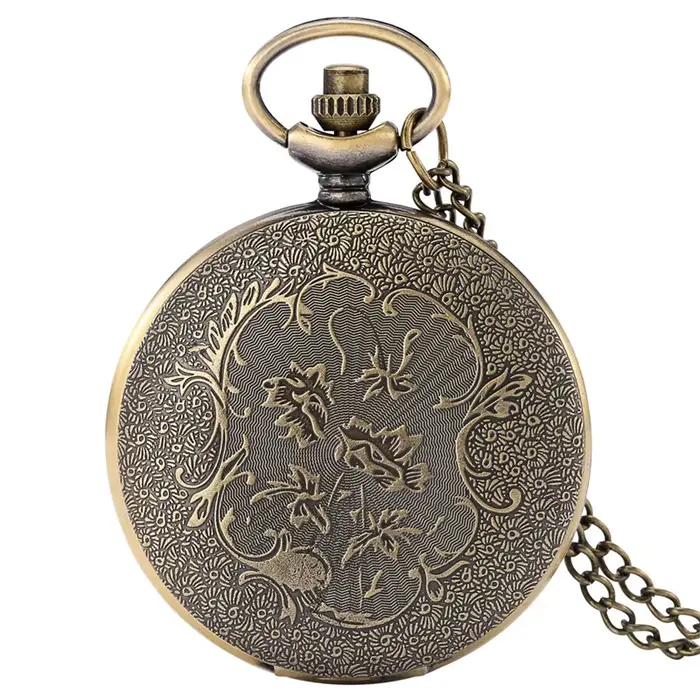Montre de poche classique avec boîtier à fleurs creuses