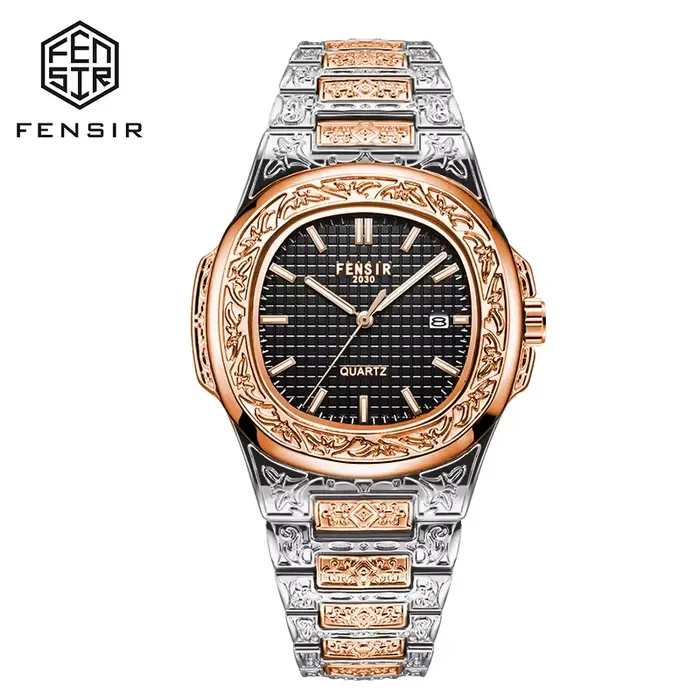 Montre rétro gravée grandes répliques de montre artisanale romaine antique montre-bracelet tachée de