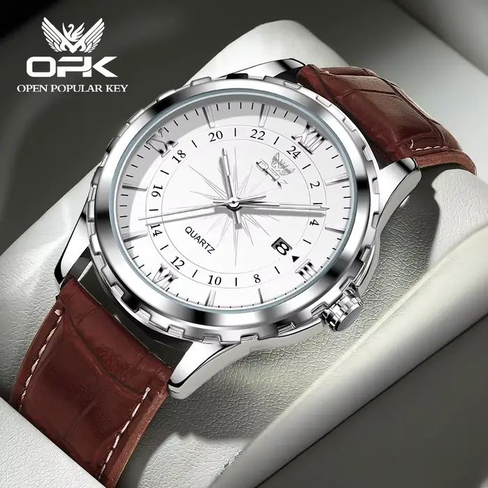 OPK-Montre avec bracelet en acier pour homme, affichage du calendrier, marque, 6003